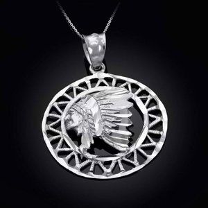 925 Sterling Silver Apache Openwork Pendant Necklace